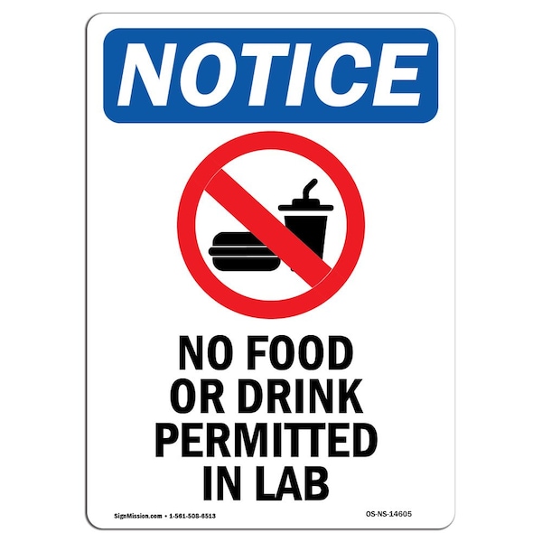 Sign, 5" H, No Food Or Drink Permitted Sign, Portrait, NS-D-35-V-14605-10PK